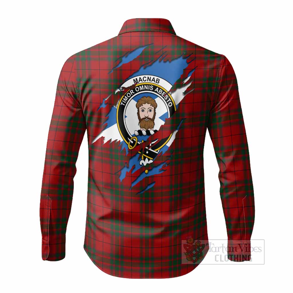 MacNab (McNab) Clan Crest In Me Tartan Long Sleeve Button Shirts Scotland Flag Style