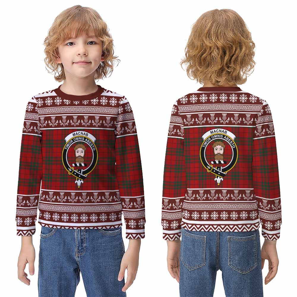 MacNab (McNab) Clan Tartan Christmas Kid Ugly Sweatshirt with Family Crest - Tartan Vibes Clothing