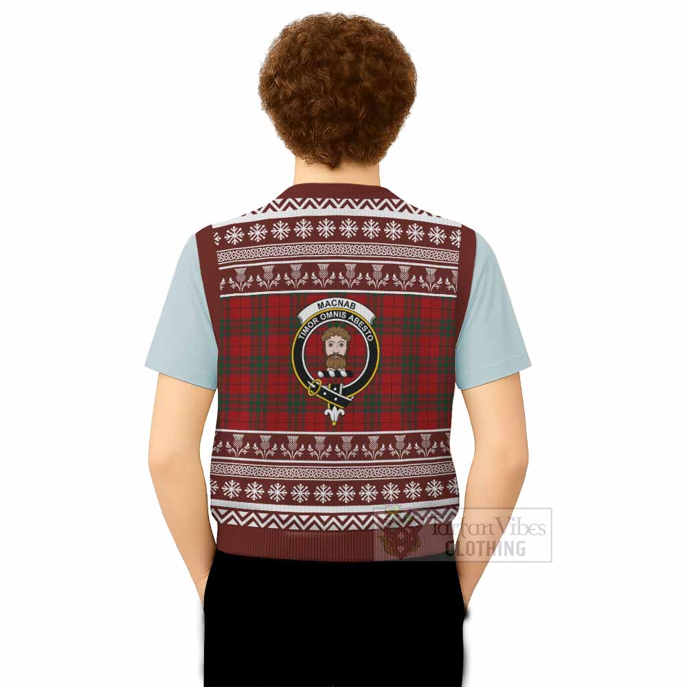 MacNab (McNab) Clan Tartan Christmas Knitted V-Neck Vest with Family Crest - Tartan Vibes Clothing