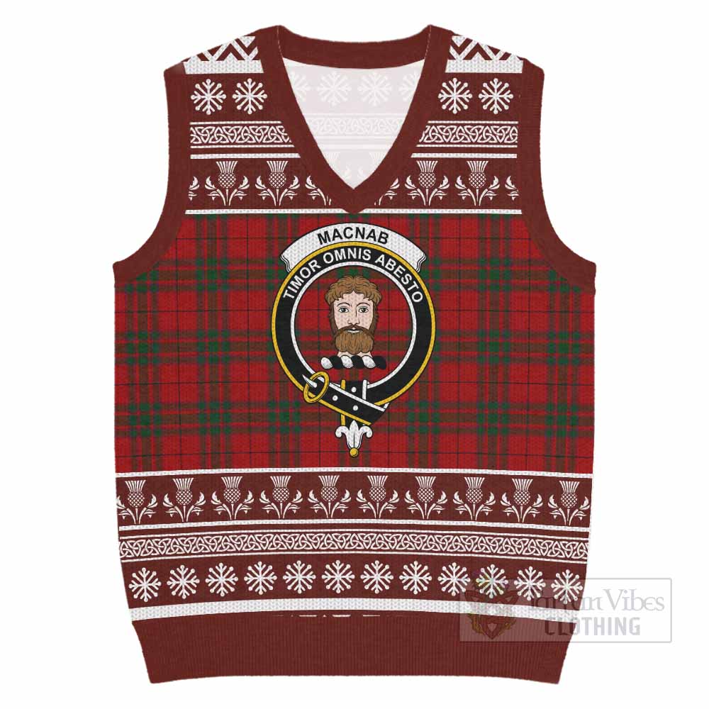 MacNab (McNab) Clan Tartan Christmas Knitted V-Neck Vest with Family Crest - Tartan Vibes Clothing