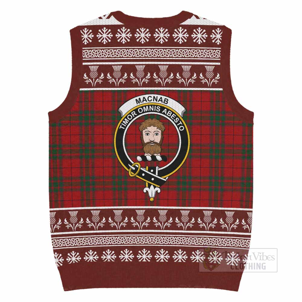 MacNab (McNab) Clan Tartan Christmas Knitted V-Neck Vest with Family Crest - Tartan Vibes Clothing