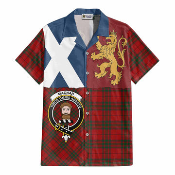 MacNab (McNab) Crest Tartan Cotton Hawaiian Shirt with Lion Rampant Saltire Style - Tartan Vibes Clothing
