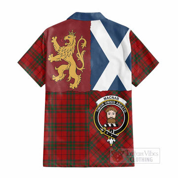 MacNab (McNab) Crest Tartan Cotton Hawaiian Shirt with Lion Rampant Saltire Style - Tartan Vibes Clothing