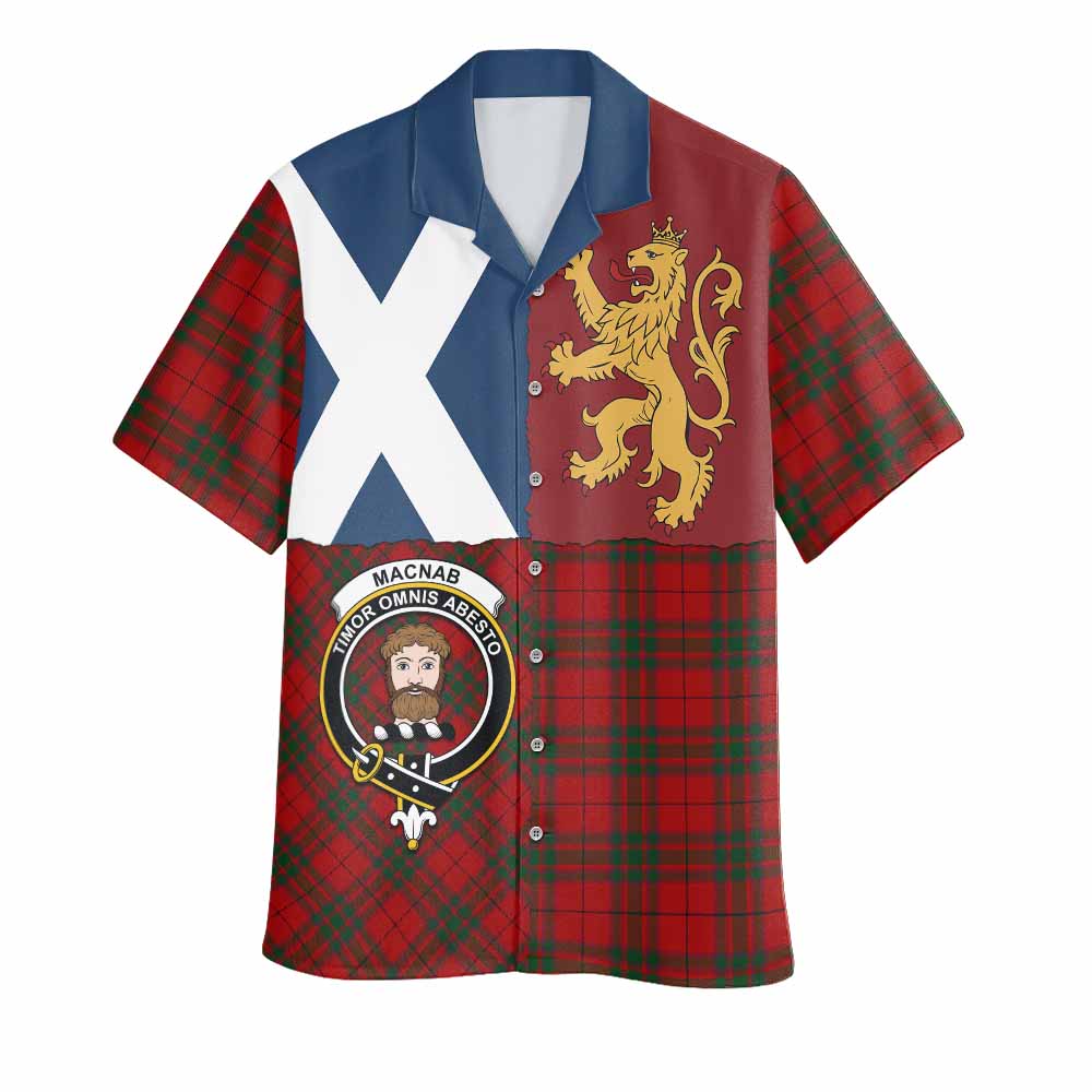 MacNab (McNab) Crest Tartan Hawaiian Shirt with Lion Rampant Saltire Style