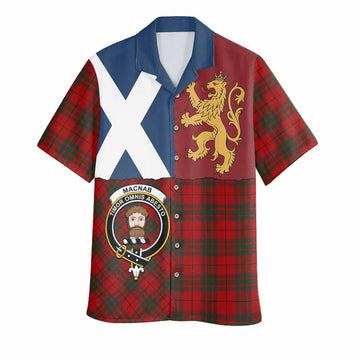 MacNab (McNab) Crest Tartan Hawaiian Shirt with Lion Rampant Saltire Style