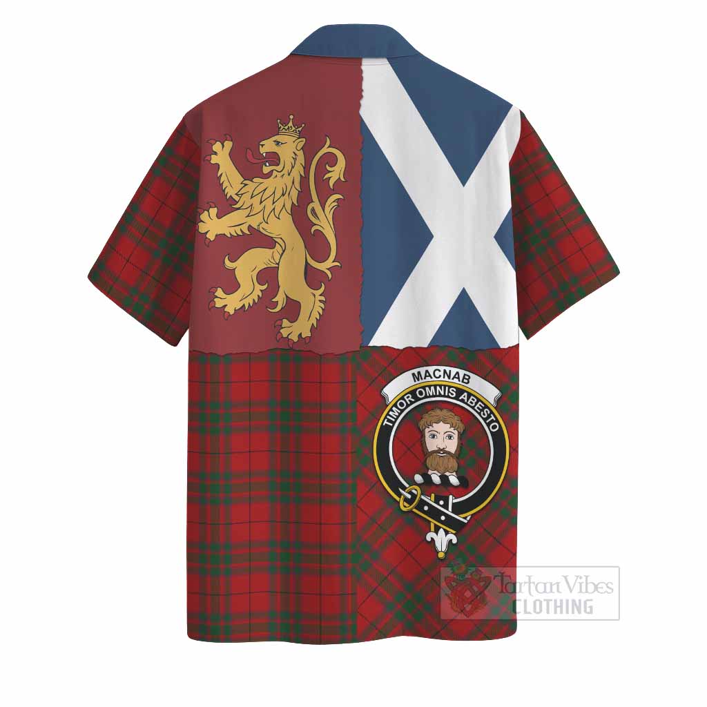 MacNab (McNab) Crest Tartan Hawaiian Shirt with Lion Rampant Saltire Style