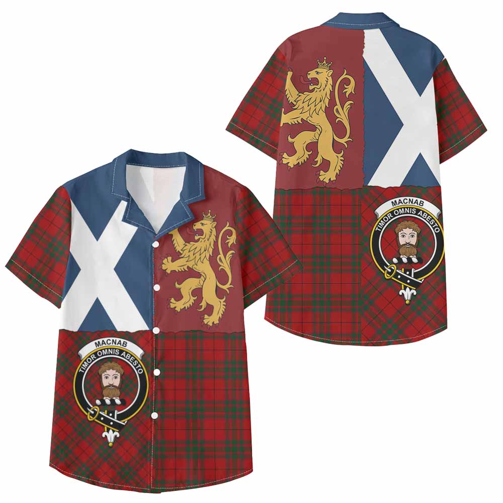 MacNab (McNab) Crest Tartan Kid Hawaiian Shirt with Lion Rampant Saltire Style - Tartan Vibes Clothing