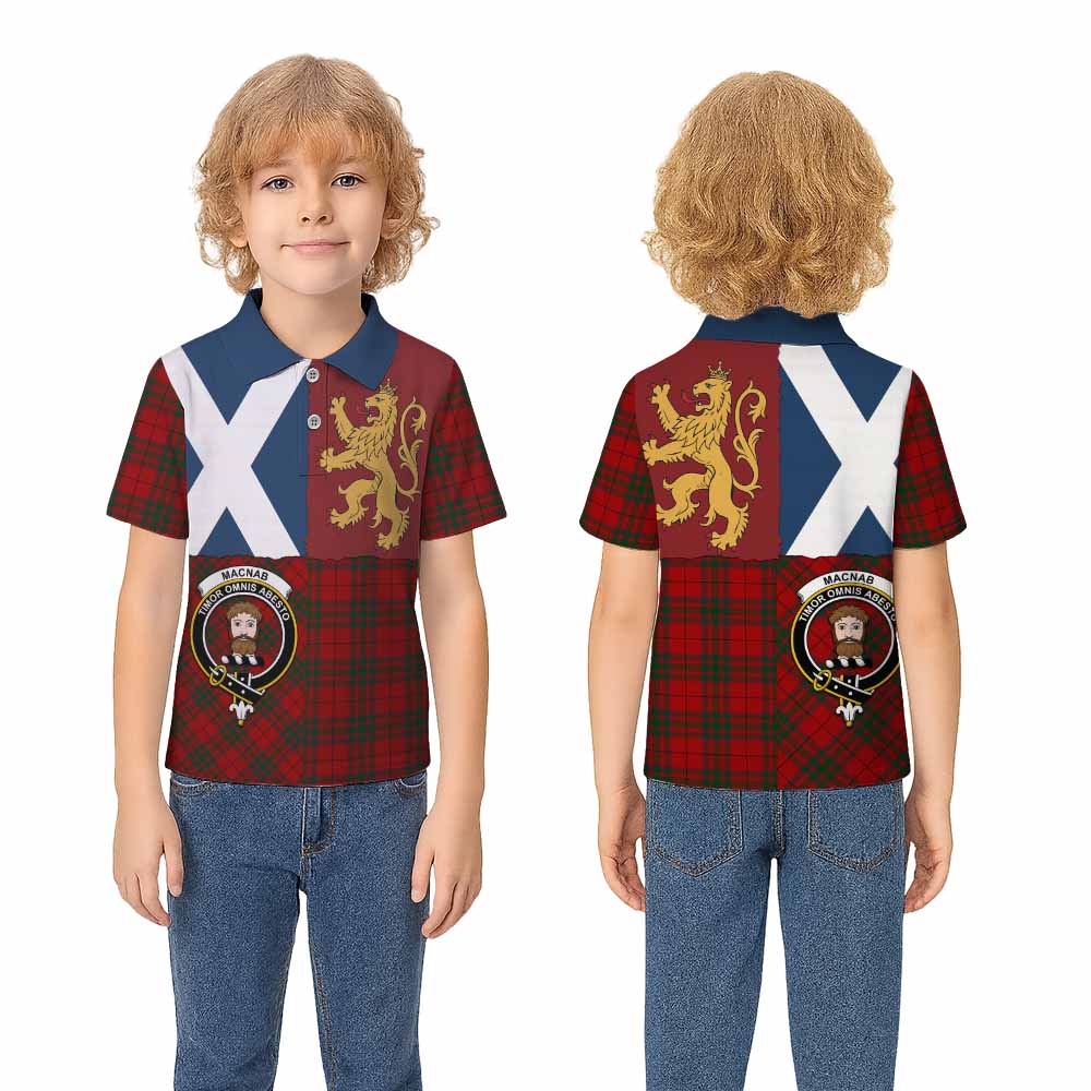 MacNab (McNab) Crest Tartan Kid Polo Shirt with Lion Rampant Saltire Style - Tartan Vibes Clothing