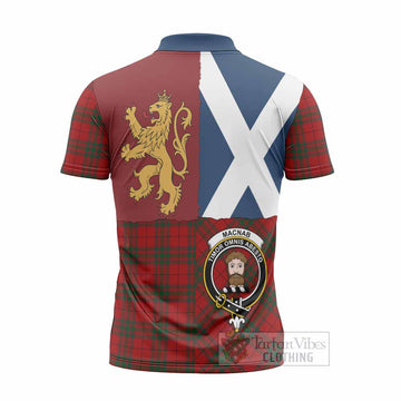 MacNab (McNab) Crest Tartan Zipper Polo Shirt with Lion Rampant Saltire Style