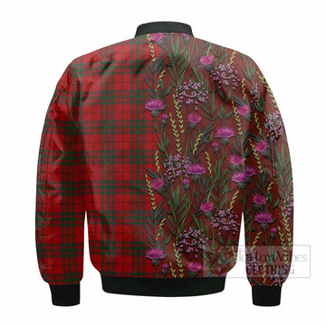 MacNab (McNab) Family Crest Tartan Bomber Jacket Scottish Thistle Flower Pattern Half Style