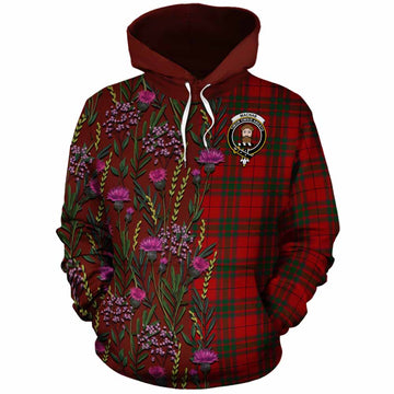MacNab (McNab) Family Crest Tartan Cotton Hoodie Scottish Thistle Flower Pattern Half Style