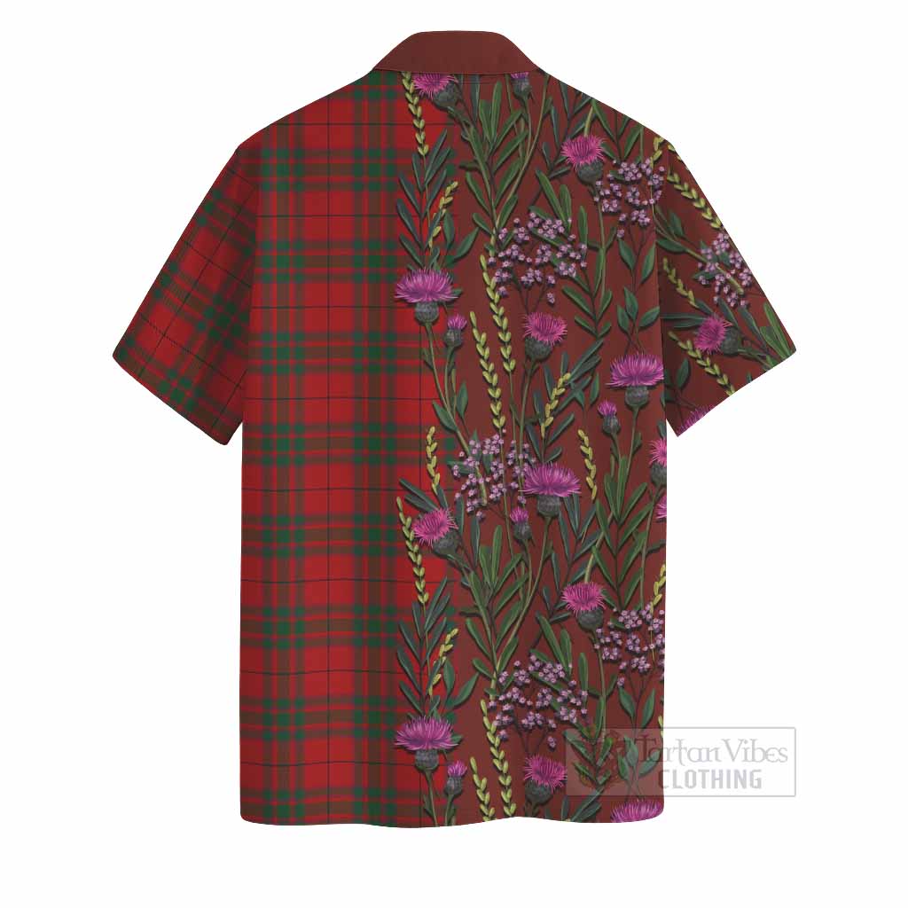 MacNab (McNab) Family Crest Tartan Hawaiian Shirt Scottish Thistle Flower Pattern Half Style - Tartan Vibes Clothing