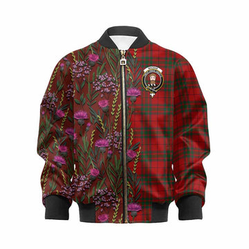 MacNab (McNab) Family Crest Tartan Kid Bomber Jacket Scottish Thistle Flower Pattern Half Style