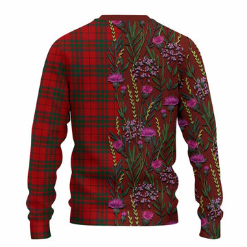MacNab (McNab) Family Crest Tartan Knitted Sweater Scottish Thistle Flower Pattern Half Style
