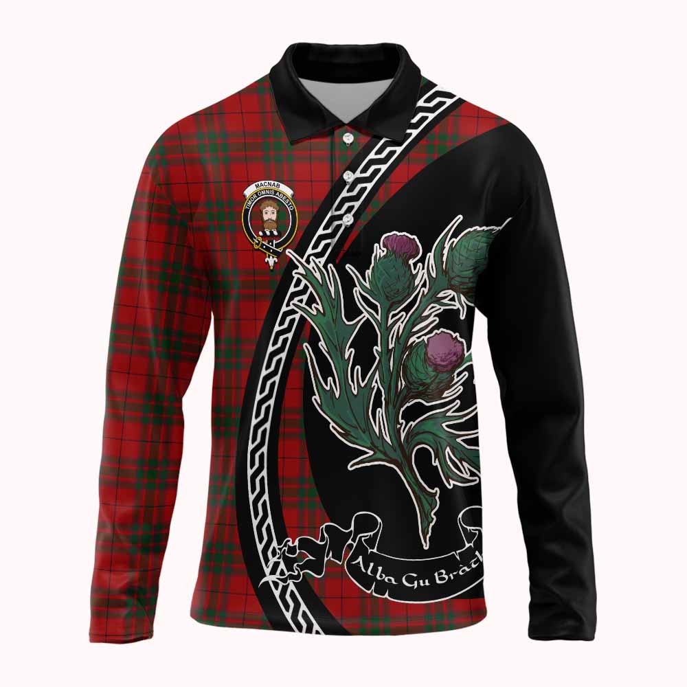 MacNab (McNab) Family Crest Tartan Long Sleeve Polo Shirt Alba Thistle Inspired - Tartan Vibes Clothing