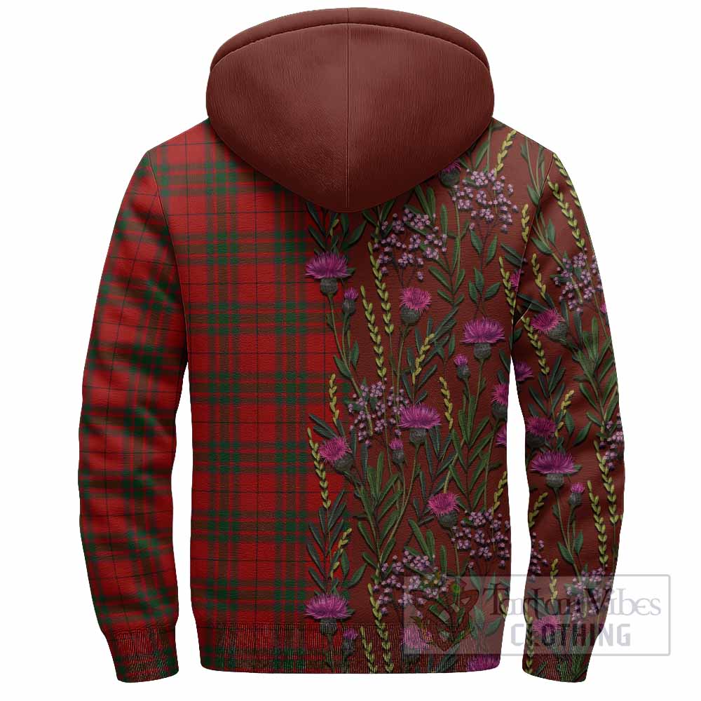 MacNab (McNab) Family Crest Tartan Sherpa Hoodie Scottish Thistle Flower Pattern Half Style - Tartan Vibes Clothing