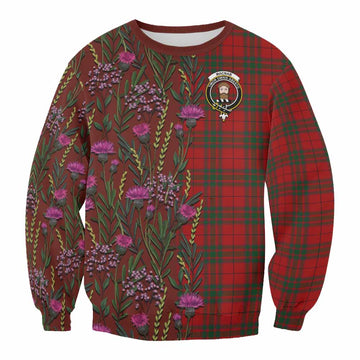MacNab (McNab) Family Crest Tartan Sweatshirt Scottish Thistle Flower Pattern Half Style