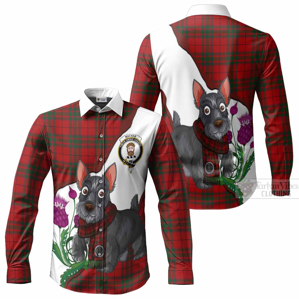 MacNab (McNab) Scottish Terrier Tartan Crest Long Sleeve Button Shirts Thistle Heritage Art