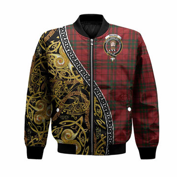 MacNab (McNab) Tartan Crest Bomber Jacket Celtic Knot and Triple Trickle Spiral Symbols