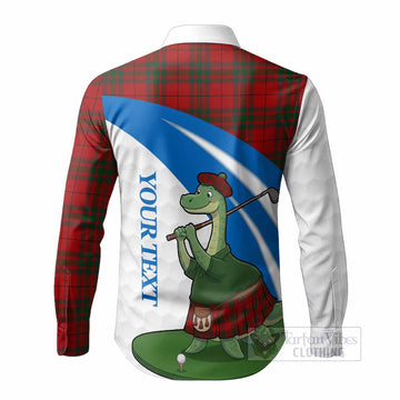MacNab (McNab) Tartan Crest Golf Nessie Long Sleeve Button Shirts Loch Ness Monster Sporty Style