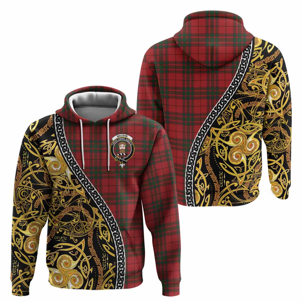 MacNab (McNab) Tartan Crest Hoodie Celtic Knot and Triple Trickle Spiral Symbols