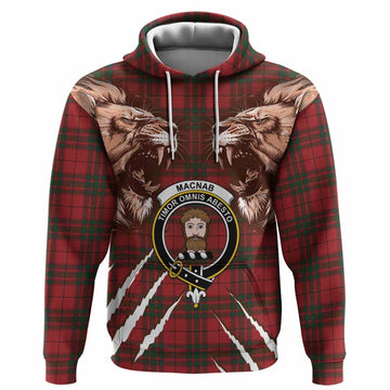 MacNab (McNab) Tartan Crest Hoodie Ferocious Lion Style