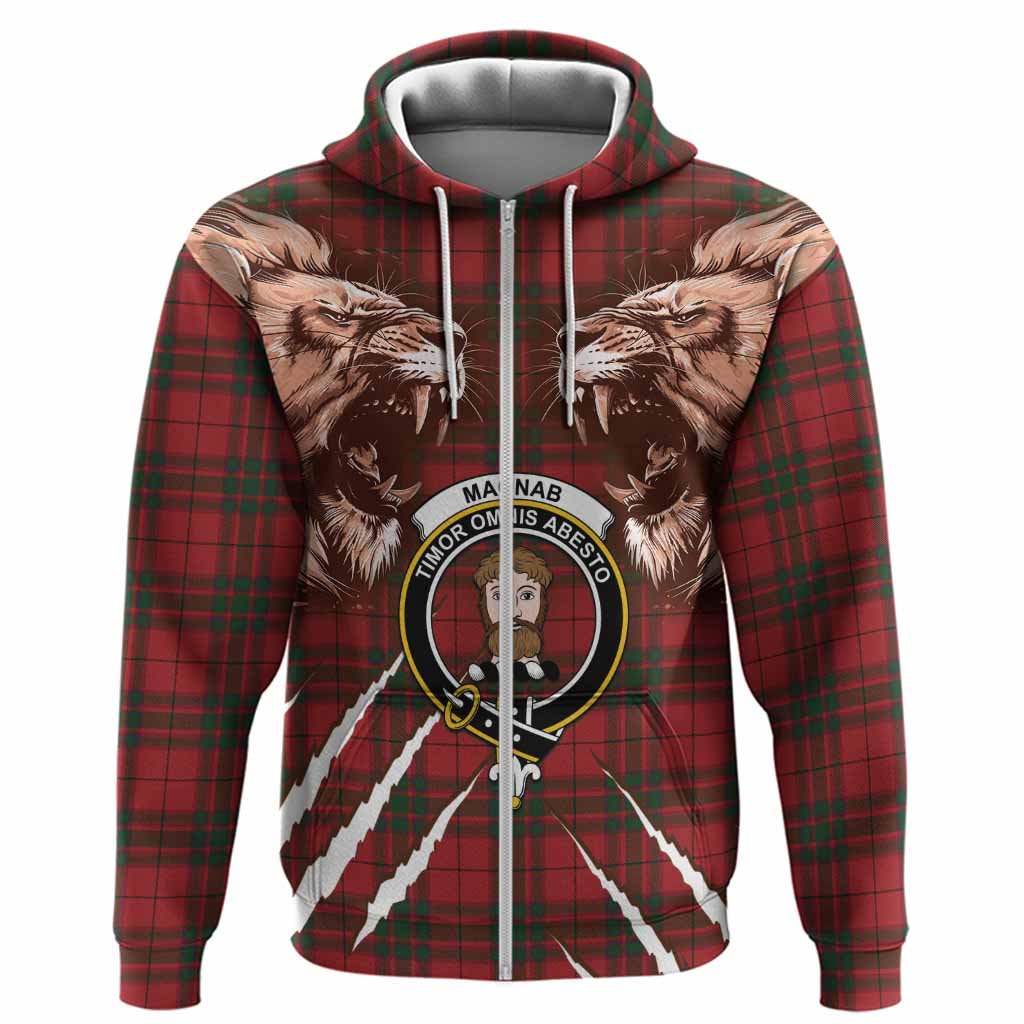 MacNab (McNab) Tartan Crest Hoodie Ferocious Lion Style