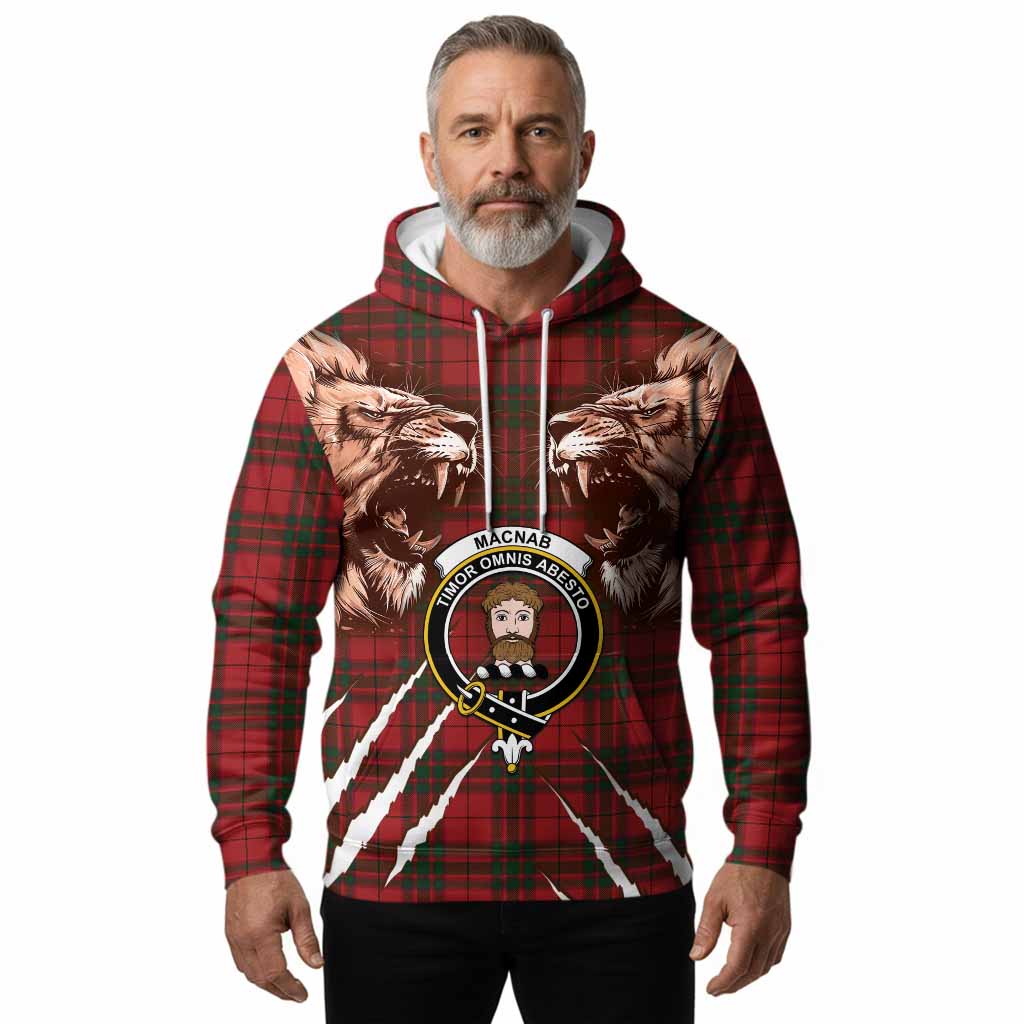 MacNab (McNab) Tartan Crest Hoodie Ferocious Lion Style