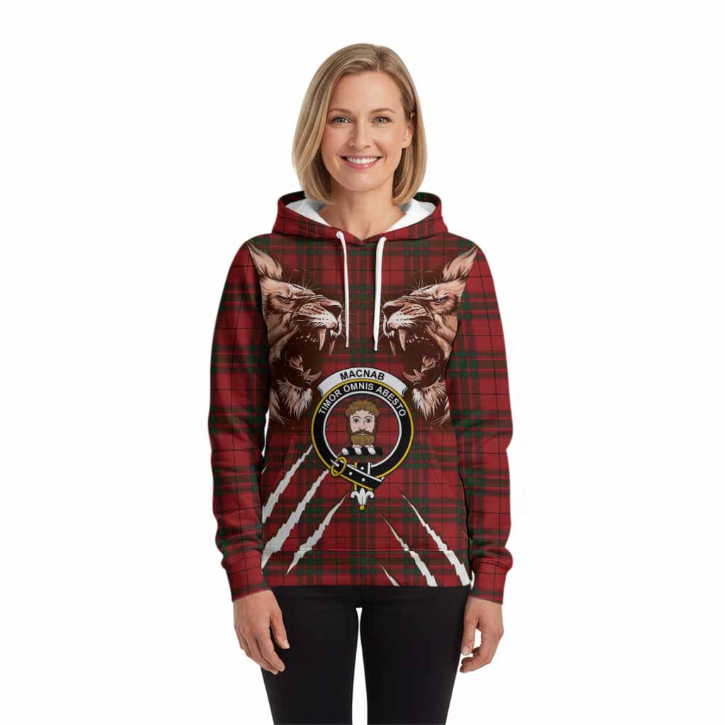 MacNab (McNab) Tartan Crest Hoodie Ferocious Lion Style