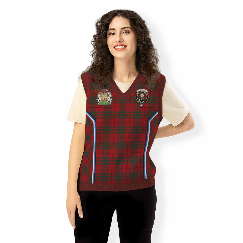 MacNab (McNab) Tartan Crest Knitted V-Neck Vest Scotland Coat of Arm Flag Style - Tartan Vibes Clothing