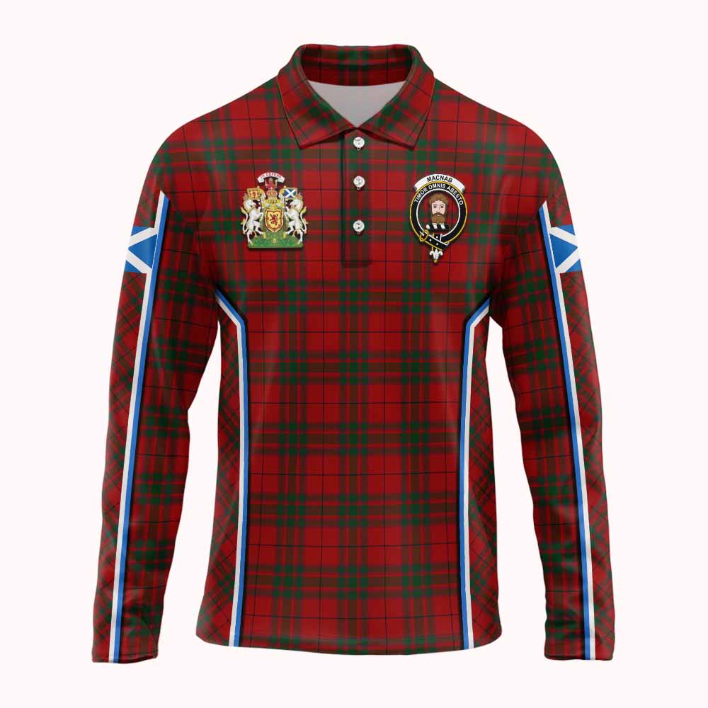 MacNab (McNab) Tartan Crest Long Sleeve Polo Shirt Scotland Coat of Arm Flag Style - Tartan Vibes Clothing