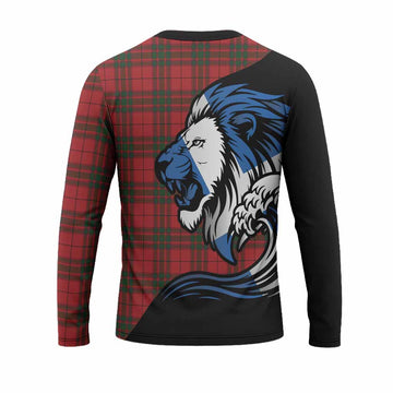 MacNab (McNab) Tartan Crest Long Sleeve T-Shirt Scottish Golden Lions Wave Flow