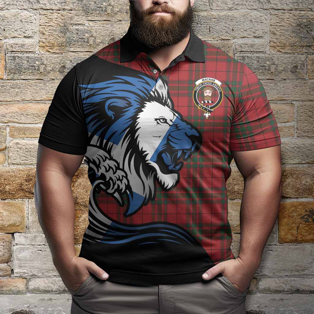 MacNab (McNab) Tartan Crest Polo Shirt Scottish Golden Lions Wave Flow