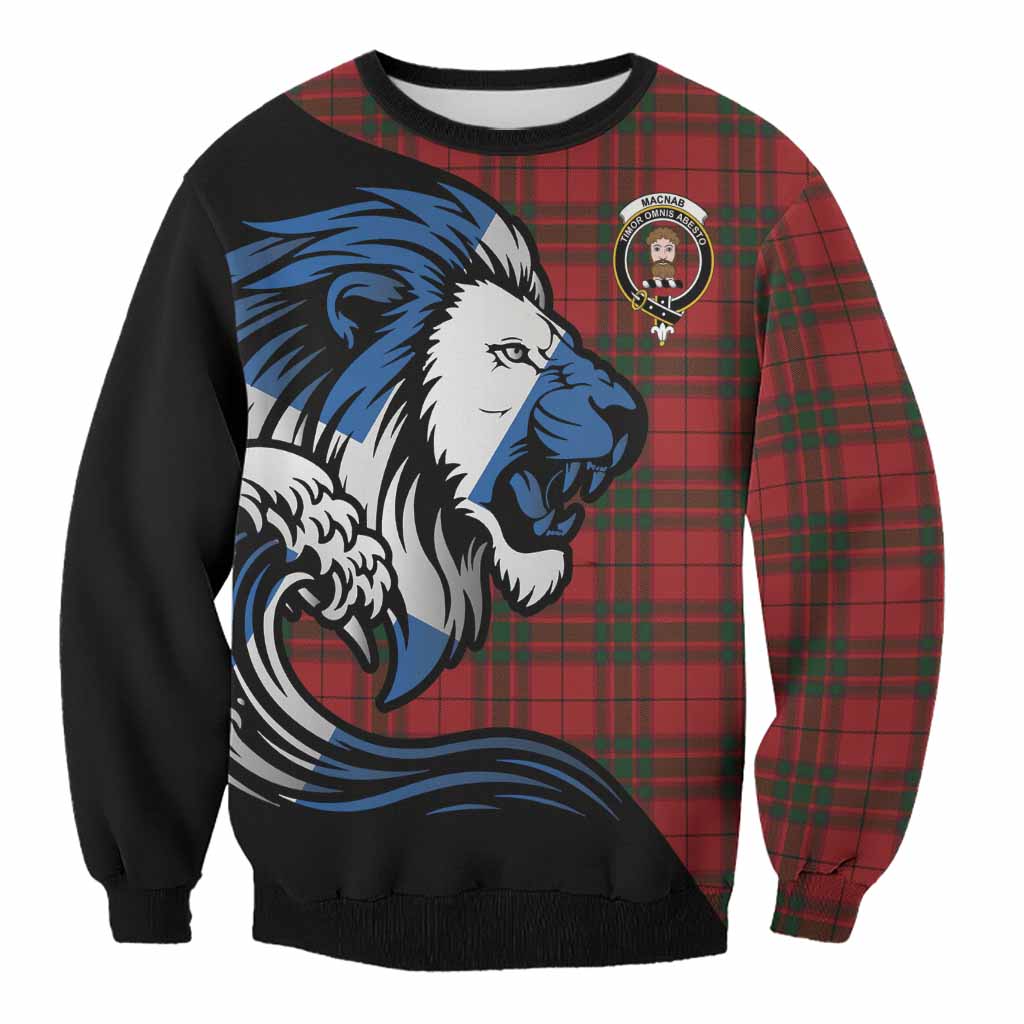 MacNab (McNab) Tartan Crest Sweatshirt Scottish Golden Lions Wave Flow