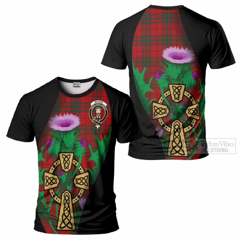 MacNab (McNab) Tartan Crest T-Shirt Celtic Cross Thistle Flowers