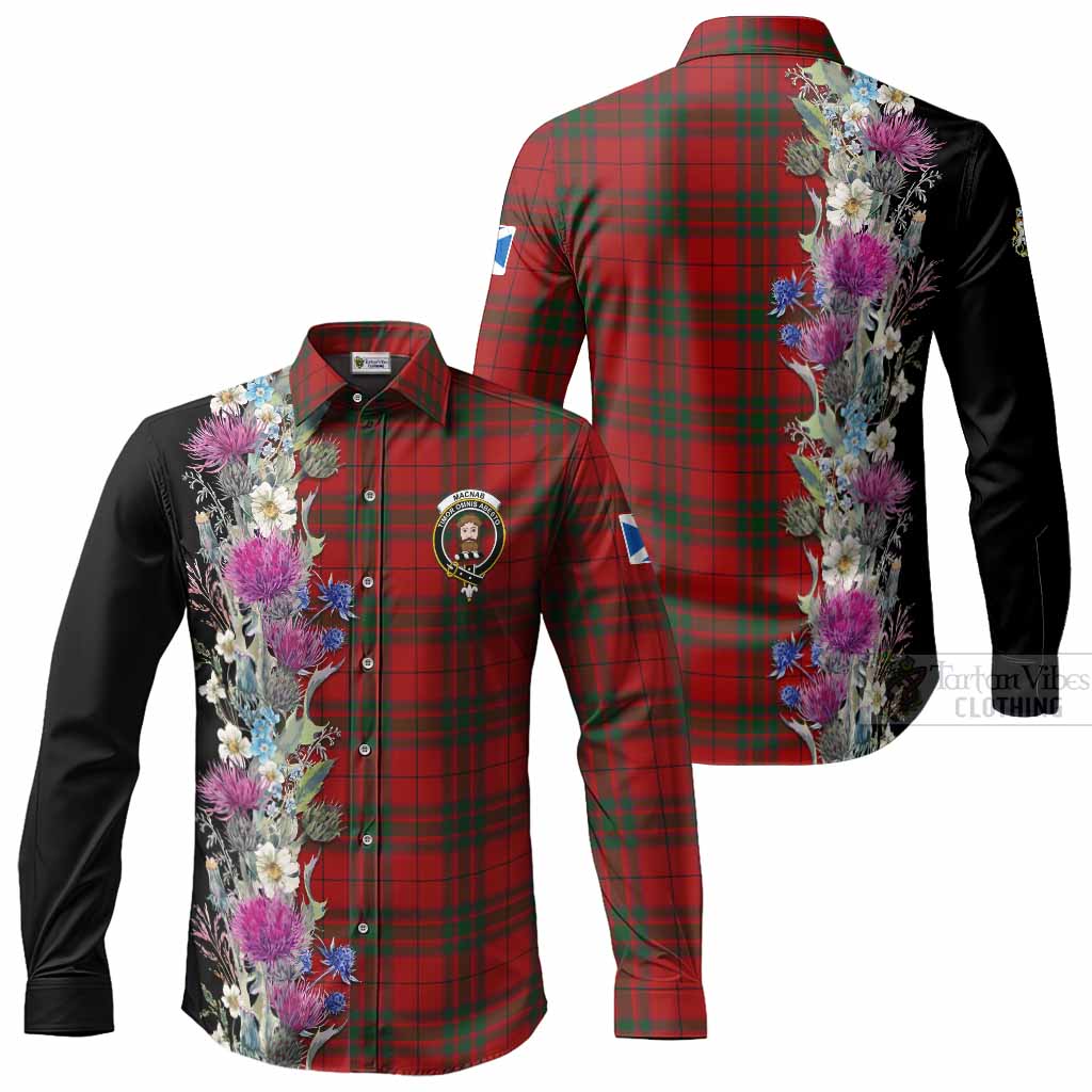 MacNab (McNab) Tartan Crest Thistle Floral Long Sleeve Button Shirts Men's Shirt - Tartan Vibes Clothing