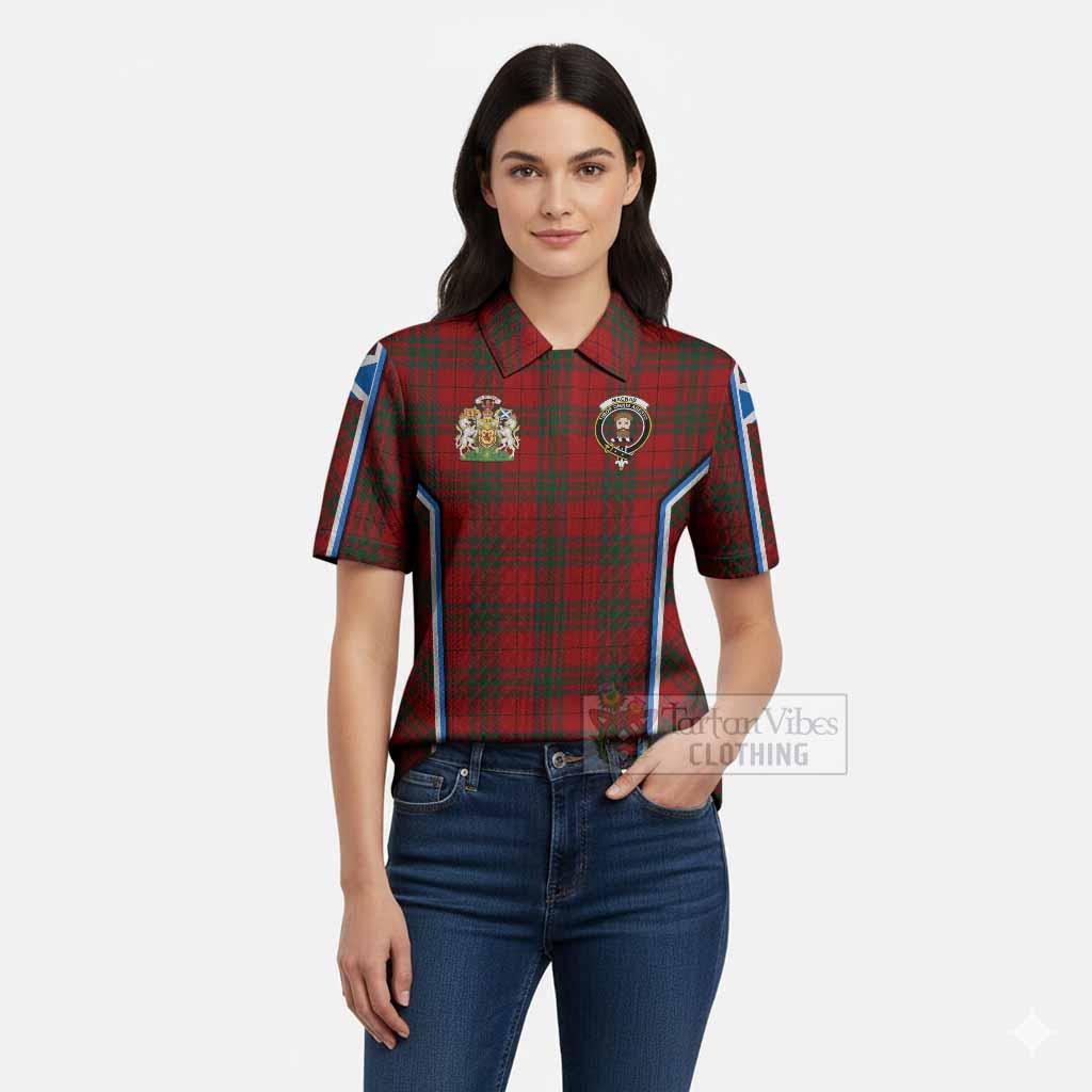 MacNab (McNab) Tartan Crest Women’s Polo Sweater Top Scotland Coat of Arm Flag Style