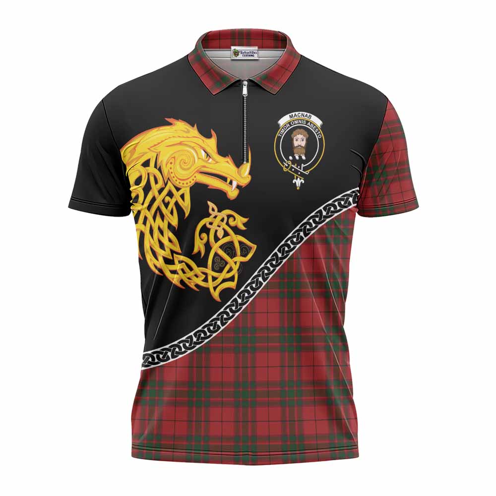MacNab (McNab) Tartan Crest Zipper Polo Shirt Legendary Dragon Knot Half Style