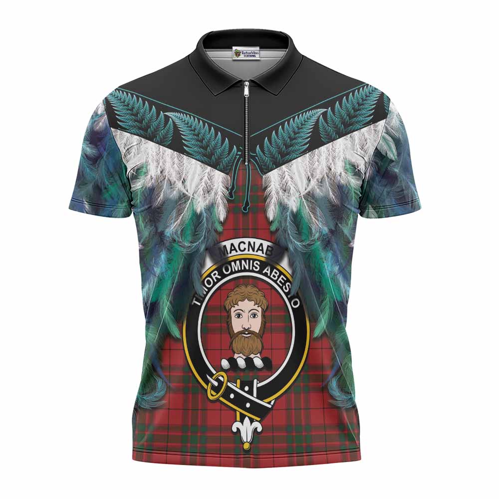 MacNab (McNab) Tartan Crest Zipper Polo Shirt New Zealand Maori Korowai Cloak