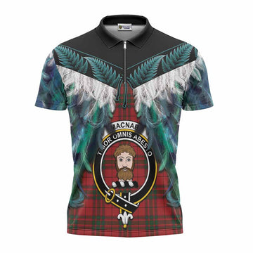 MacNab (McNab) Tartan Crest Zipper Polo Shirt New Zealand Maori Korowai Cloak