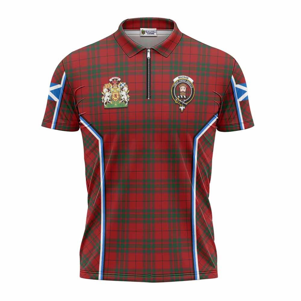 MacNab (McNab) Tartan Crest Zipper Polo Shirt Scotland Coat of Arm Flag Style - Tartan Vibes Clothing