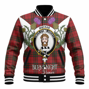 MacNab (McNab) Tartan Family Crest Baseball Jacket Scottish Burns Night Thistle Floral