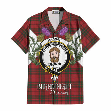 MacNab (McNab) Tartan Family Crest Cotton Hawaiian Shirt Scottish Burns Night Thistle Floral