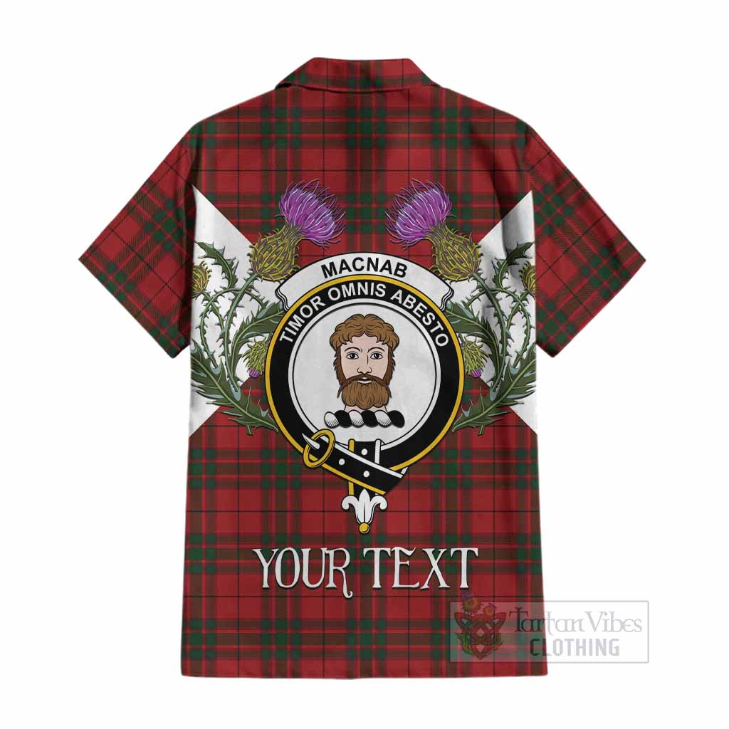 MacNab (McNab) Tartan Family Crest Cotton Hawaiian Shirt Scottish Burns Night Thistle Floral