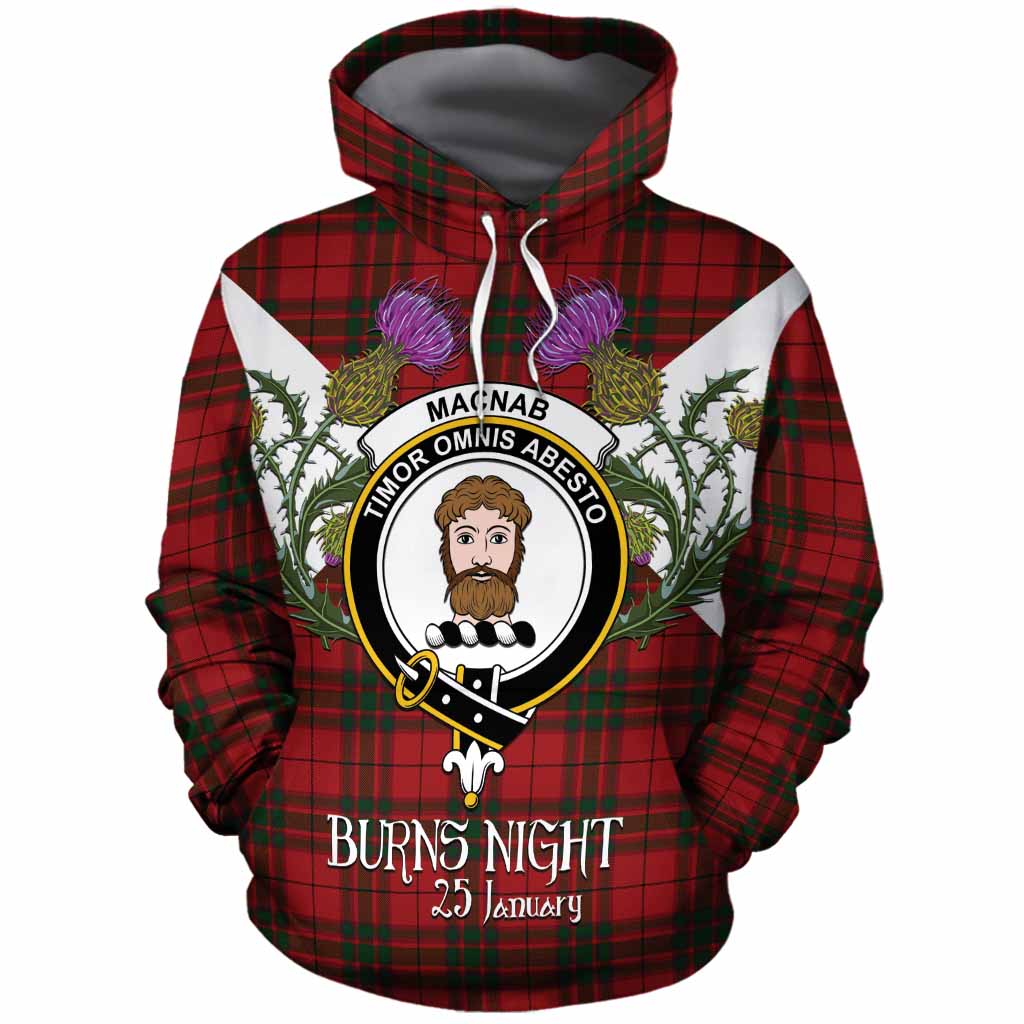 MacNab (McNab) Tartan Family Crest Cotton Hoodie Scottish Burns Night Thistle Floral