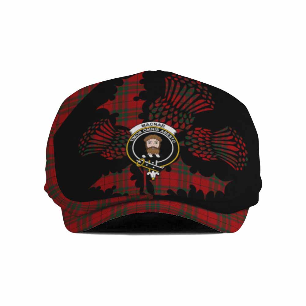MacNab (McNab) Tartan Family Crest Flat Cap, Jeff Cap Scotland Thistle Floral