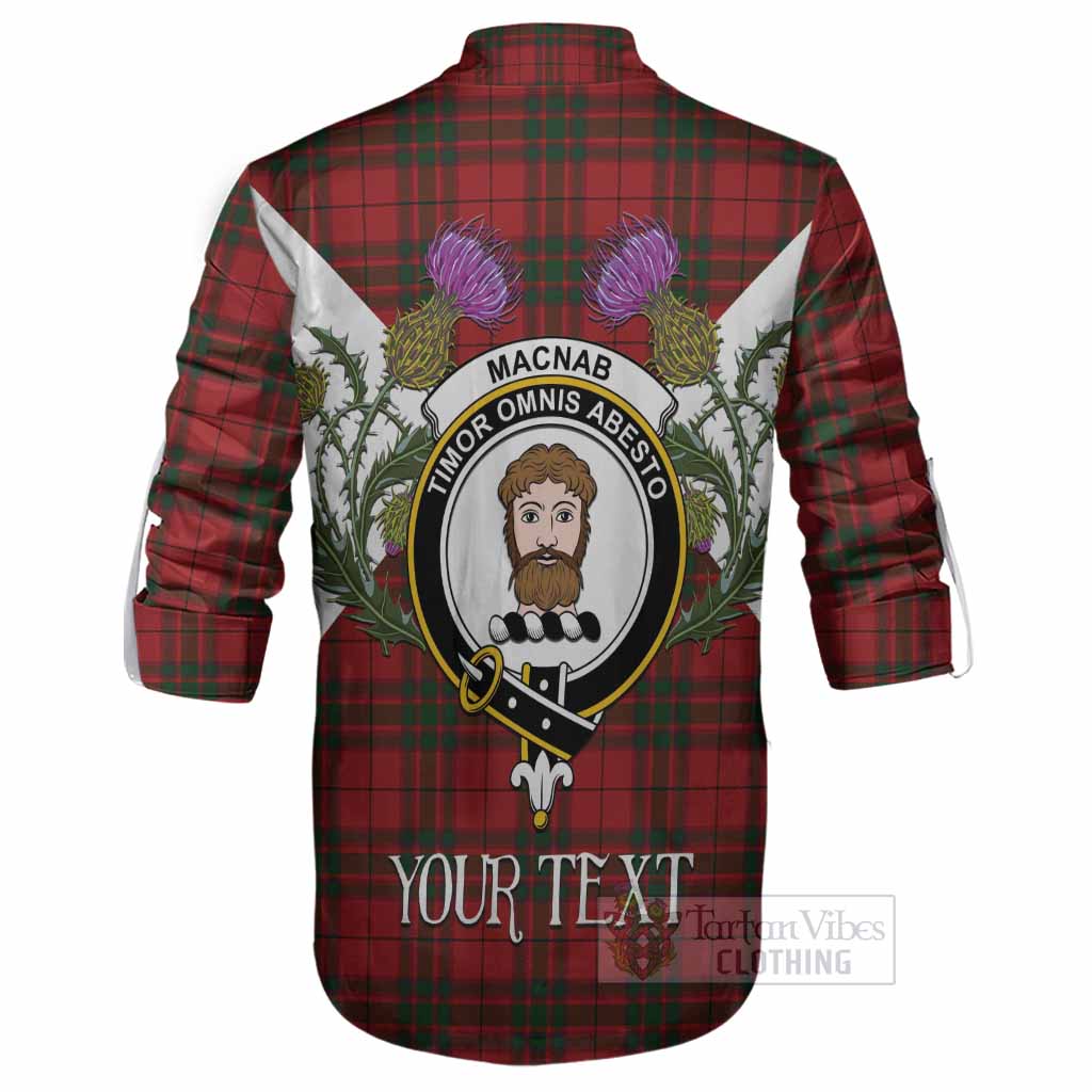 MacNab (McNab) Tartan Family Crest Ghillie Shirt Scottish Burns Night Thistle Floral