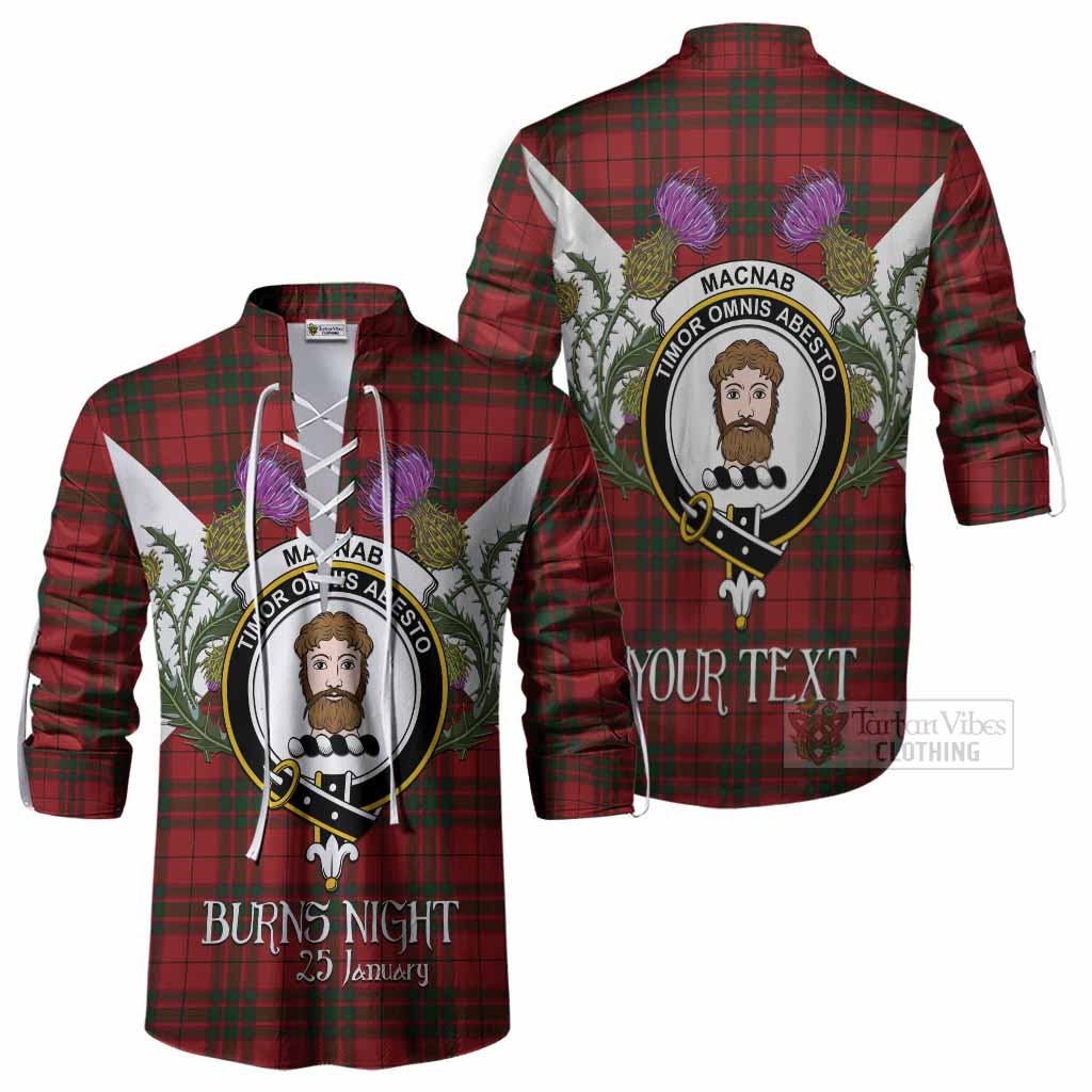 MacNab (McNab) Tartan Family Crest Ghillie Shirt Scottish Burns Night Thistle Floral