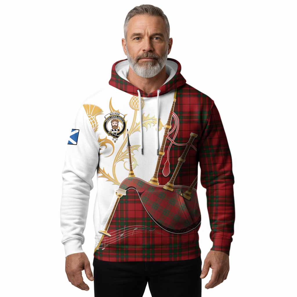 MacNab (McNab) Tartan Family Crest Hoodie Bagpipes with Scottish Thistle