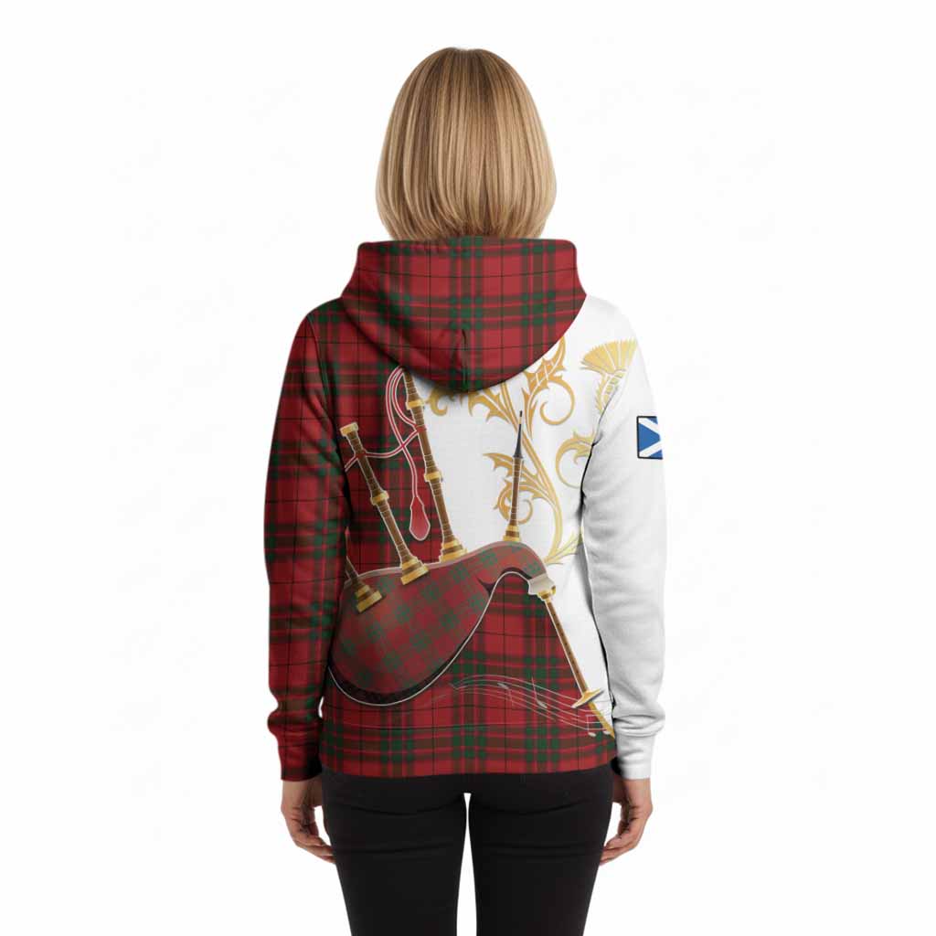 MacNab (McNab) Tartan Family Crest Hoodie Bagpipes with Scottish Thistle